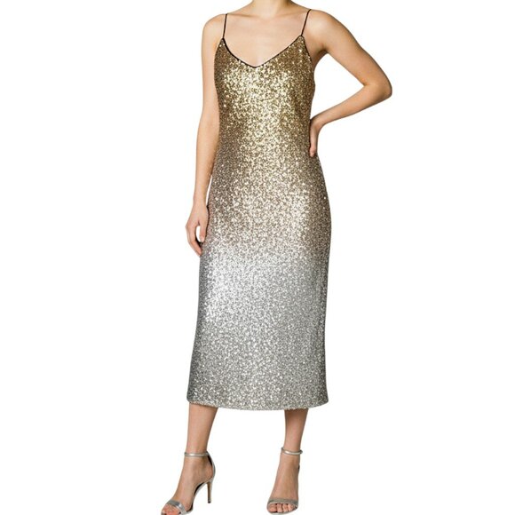 J. Crew Gwyneth Gold and Silver Ombr Sequin Slip Dress Women's Size 4 NWT